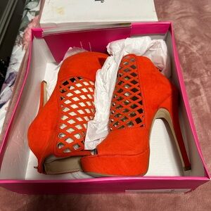 Vibrant Orange Peep-Toe Heels